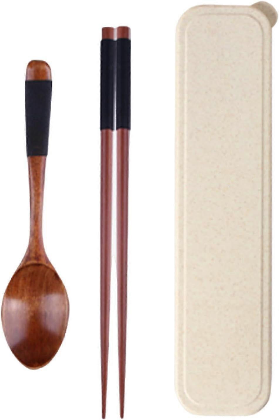 Portable Tableware,Chopsticks Spoon Set,Cute Three Pieces,Portable Tableware for Worker Wooden Student,Single Travel Organizer Logcolor(pointedspoon)