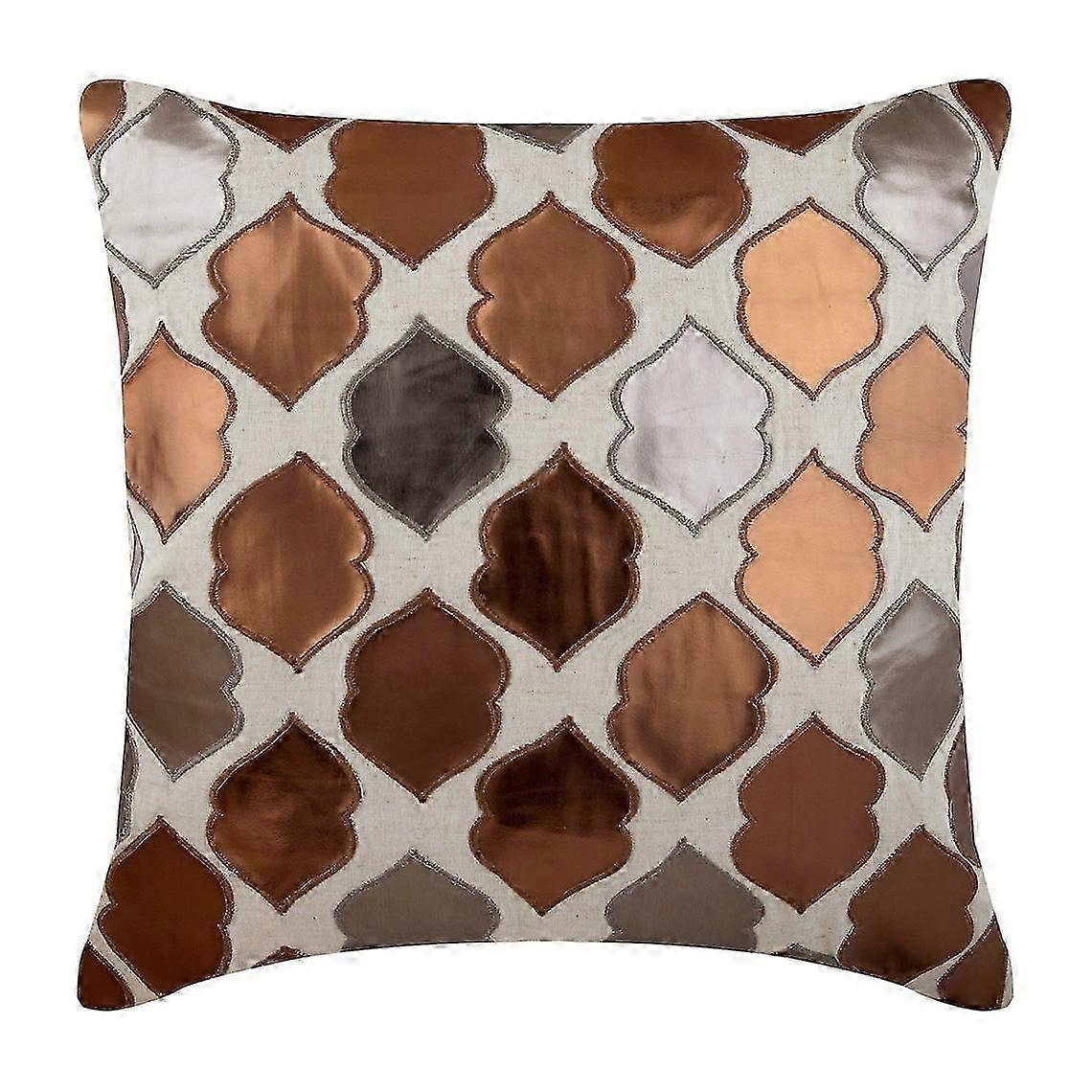 Faux Leather Pillow Covers 14x14in Brown Modern Decorative Set Of 2