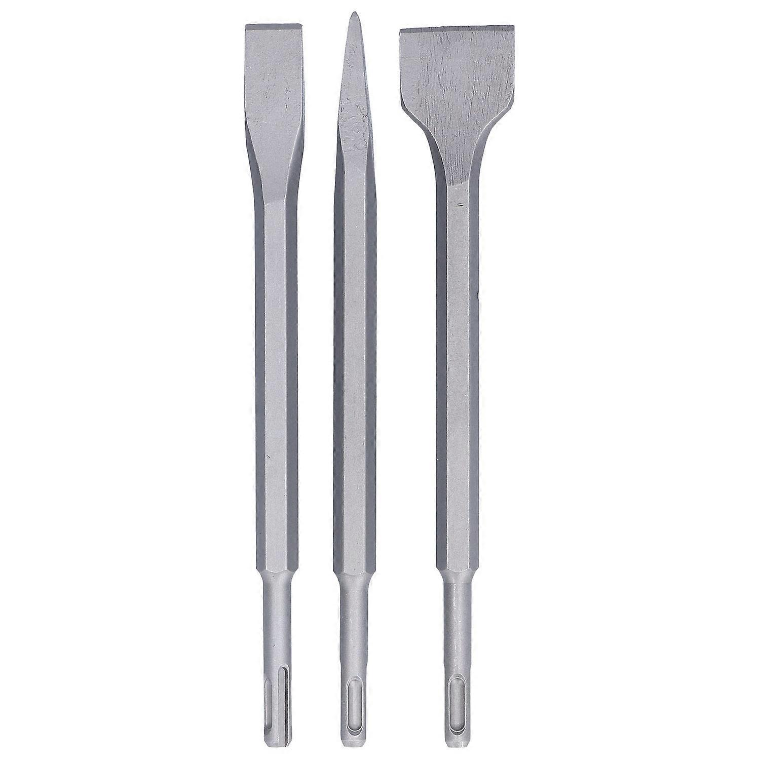 3Pcs Chisel Carbon Steel Scaling Flat Point Rotating Hammer Drill Bits for Tile Concrete WorkRound H