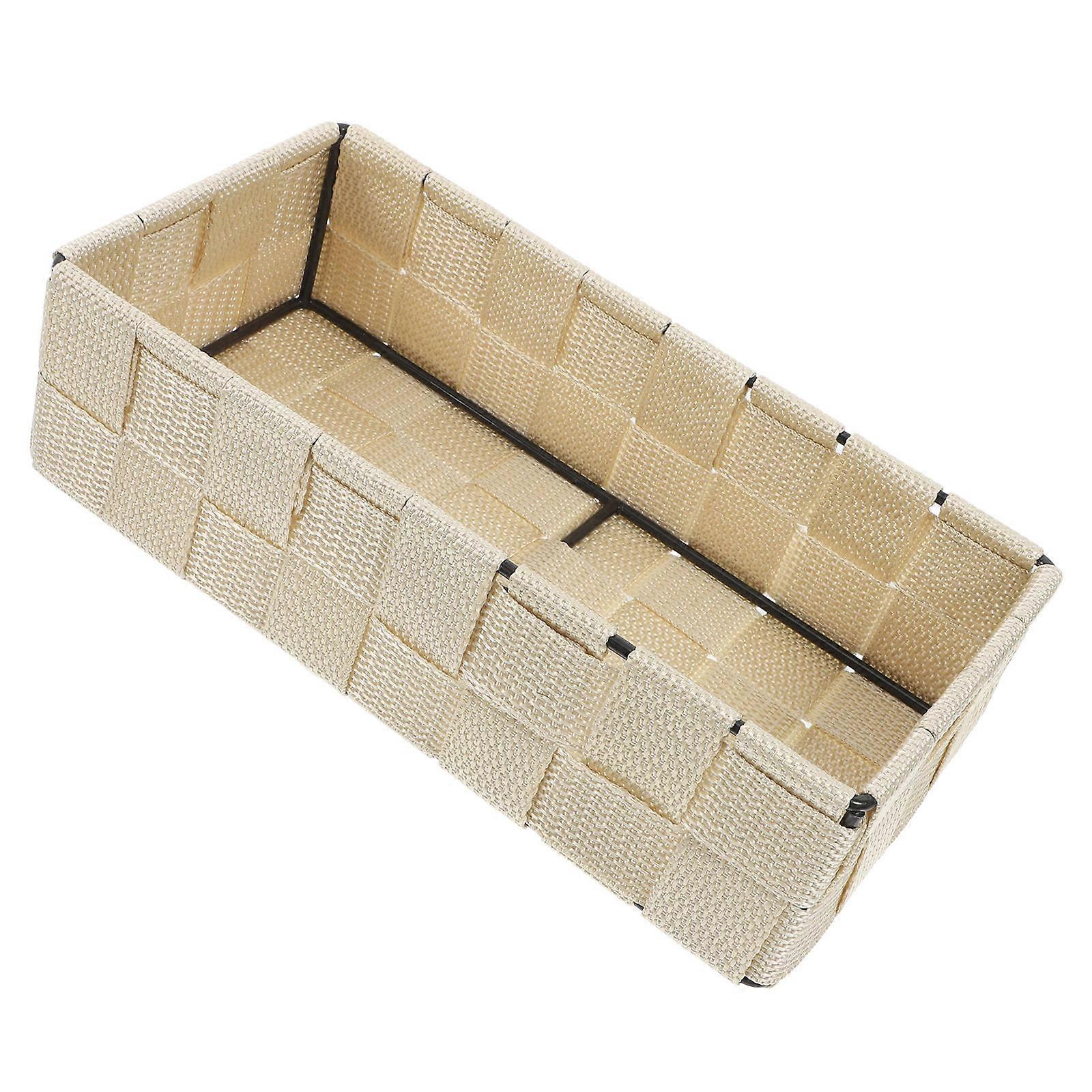 Silver Woven Storage Basket for Storage with Bathroom Organizer