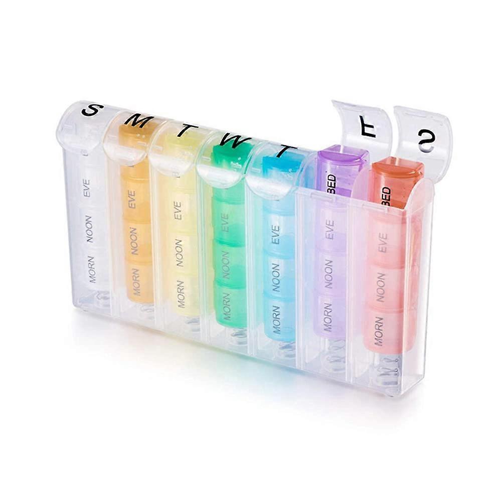 Extra Large Weekly Pill Organizer with 28 Compartments for Vitamins, Fish Oils, Medication, Multicolor