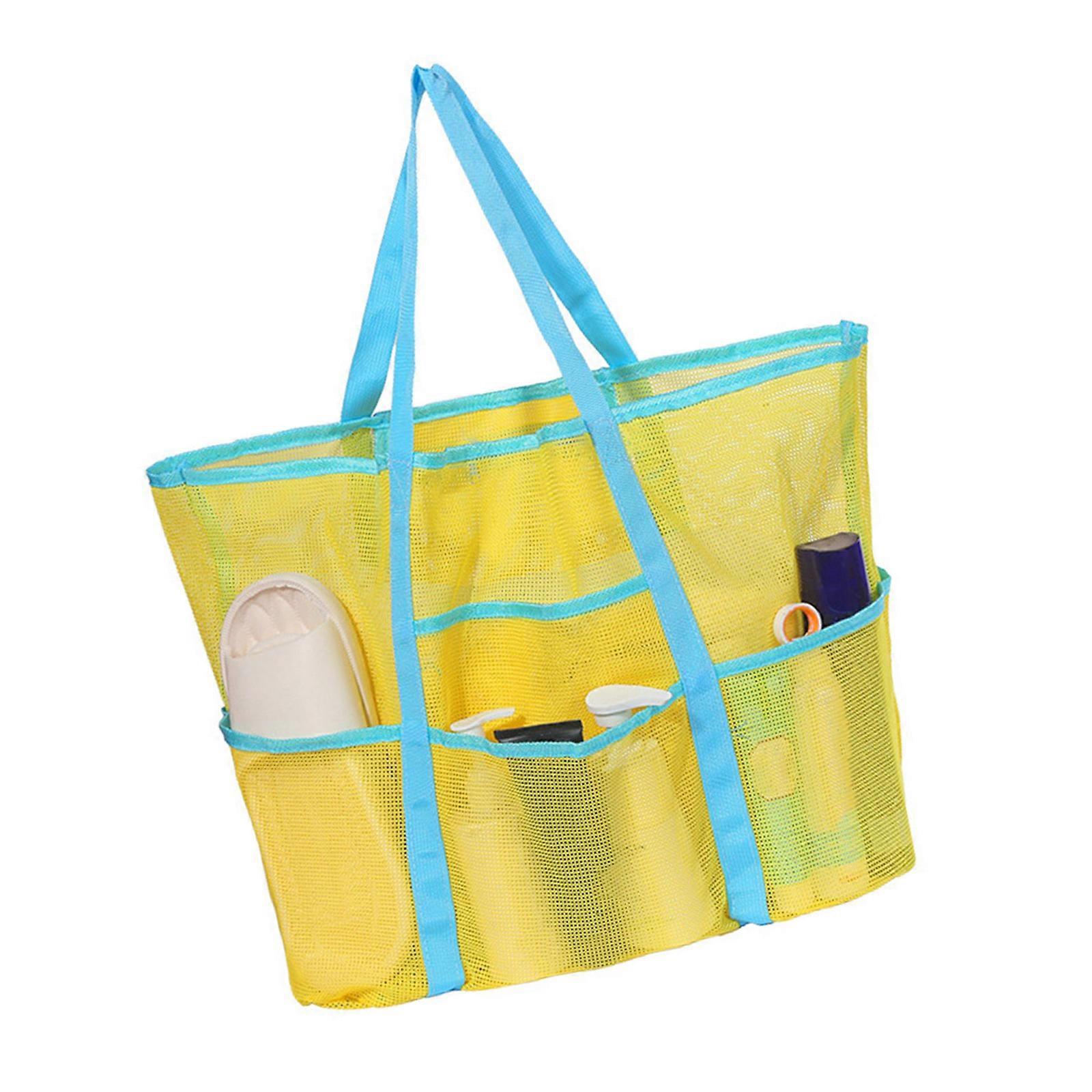 Stylish Beach Essential Bag Fabric Multi Functional Compartments Perfect For Traveler Swimmers Outdoor Enthusiast  Yellow