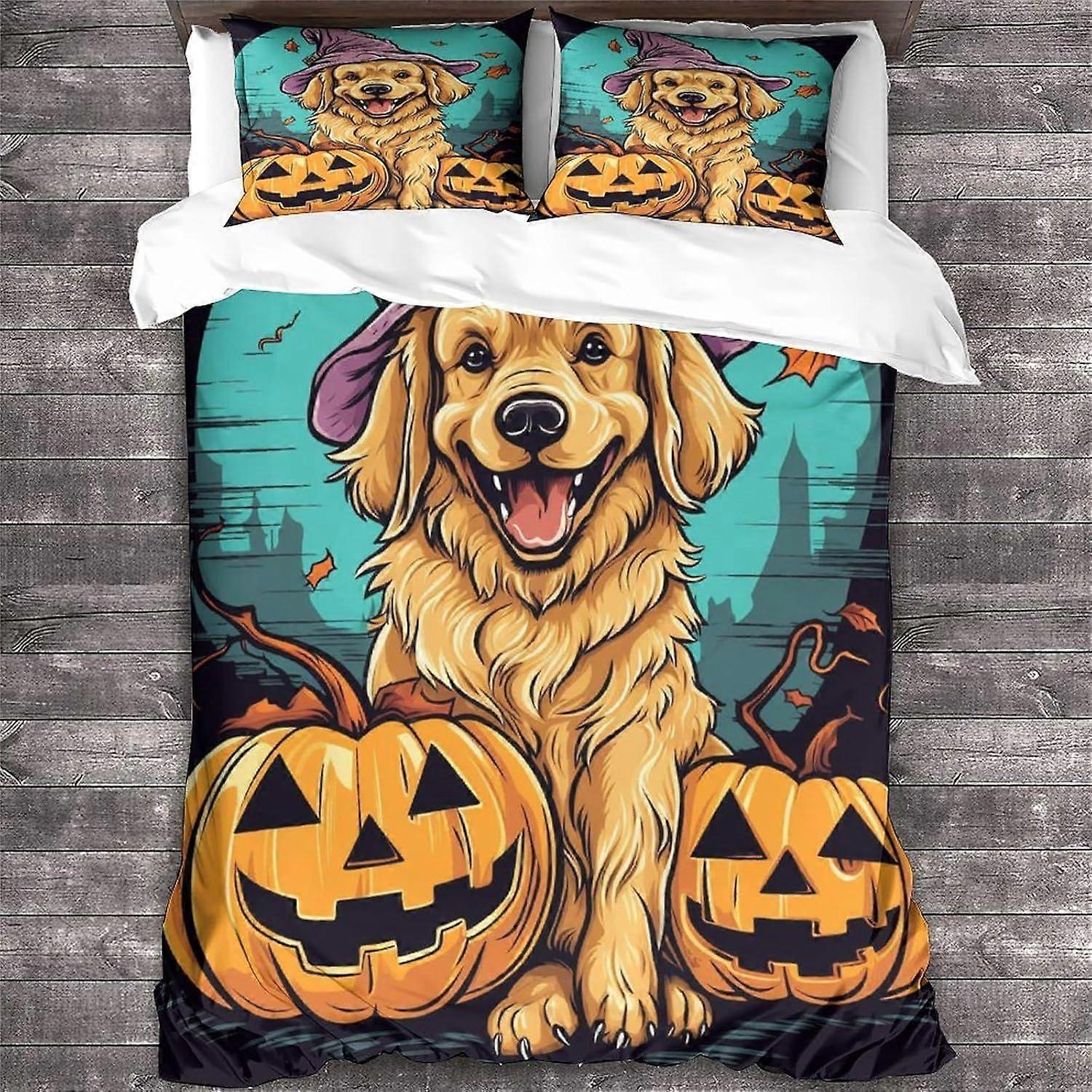 مجموعة فراش LikeEj ، مجموعات غطاء لحاف لحاف ثلاثي الأبعاد ، غطاء سرير هالوين ناعم ، مجموعة لحاف حيوانية مع سحاب ملك