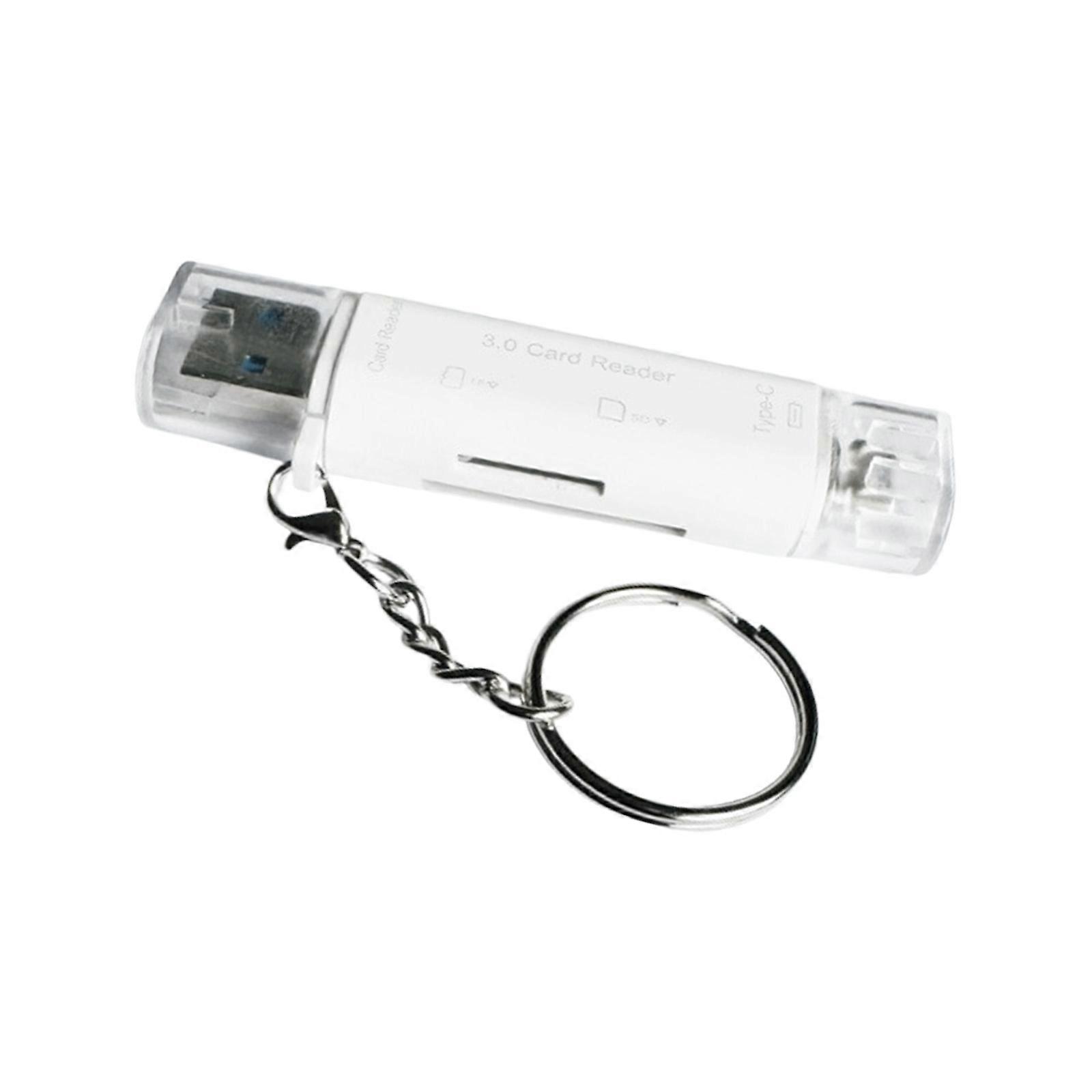 5 in 1 Universal Memory Card Reader with USB3.0 Type C Interfaces for Computer Smartphone Fast File Transfer  White