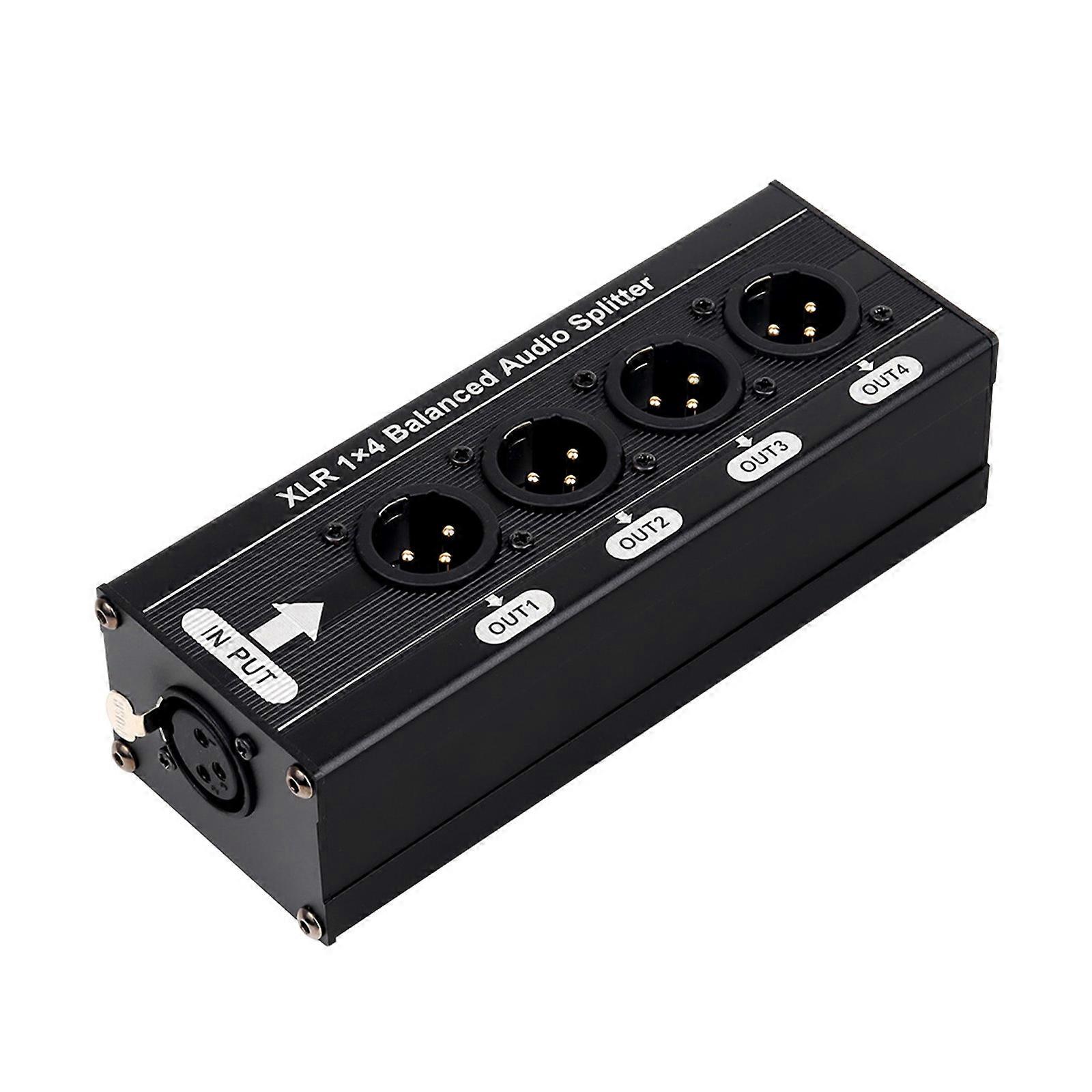 Professional Balanced Sound Splitter 1 In 4 Out Sound Splitter Box Noise Isolation Distribution Studio Equipment Multicolor