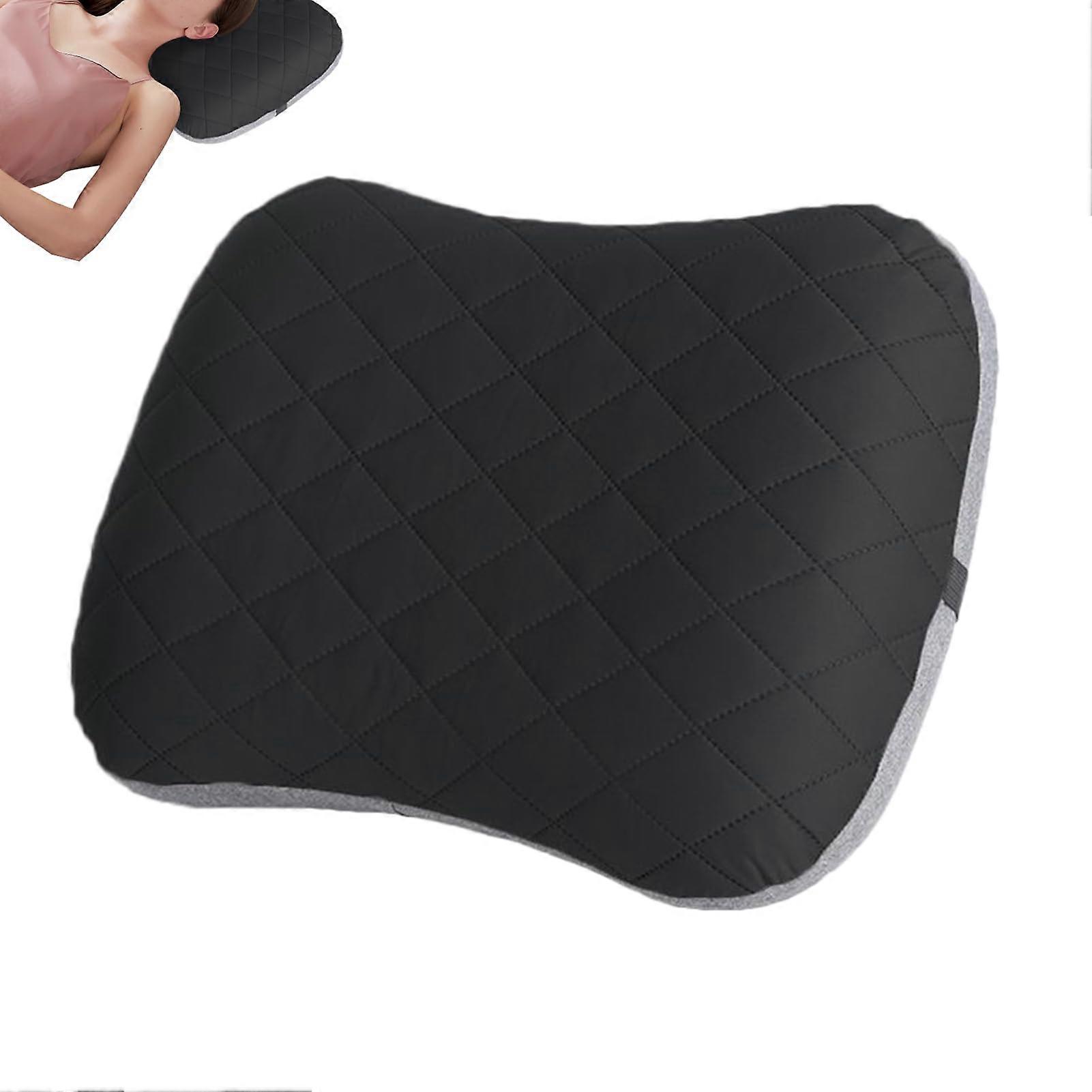 Blow Up Pillow Inflatable Lumbar Support Pillow For Backpacking And Travel Foldable Removable Pillow Portable Black