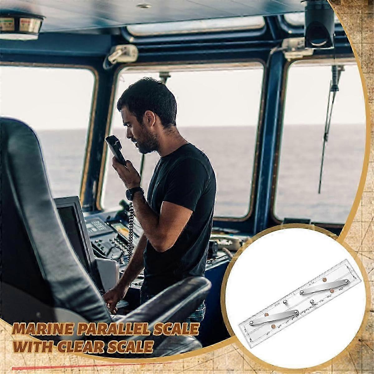 Marine Parallel Ruler with Clear Scales 12 Inches Parallel Ruler Navigation Tools for Boat Ship Navigation Drawing