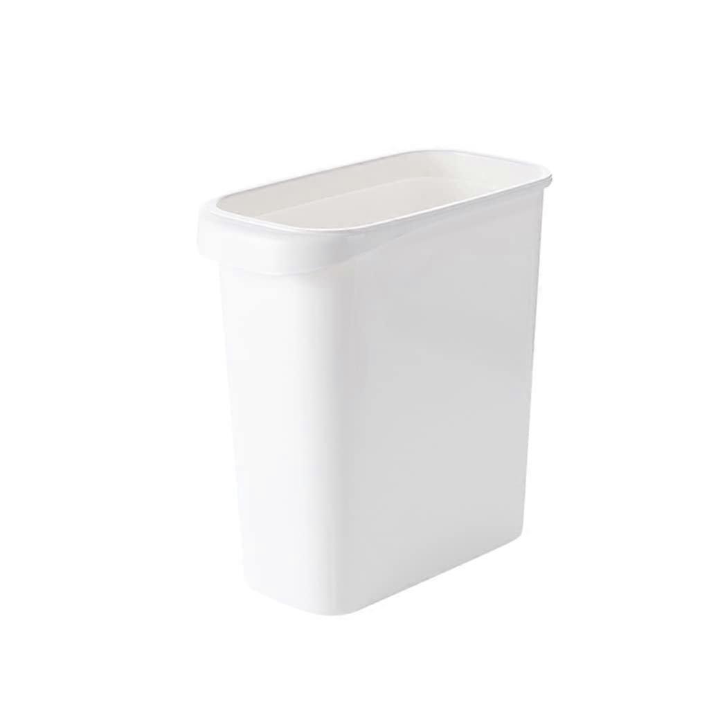 Narrow Rectangular Trash Can with Pressure Ring, Plastic Waste Bin for Bathroom, Bedroom, Office