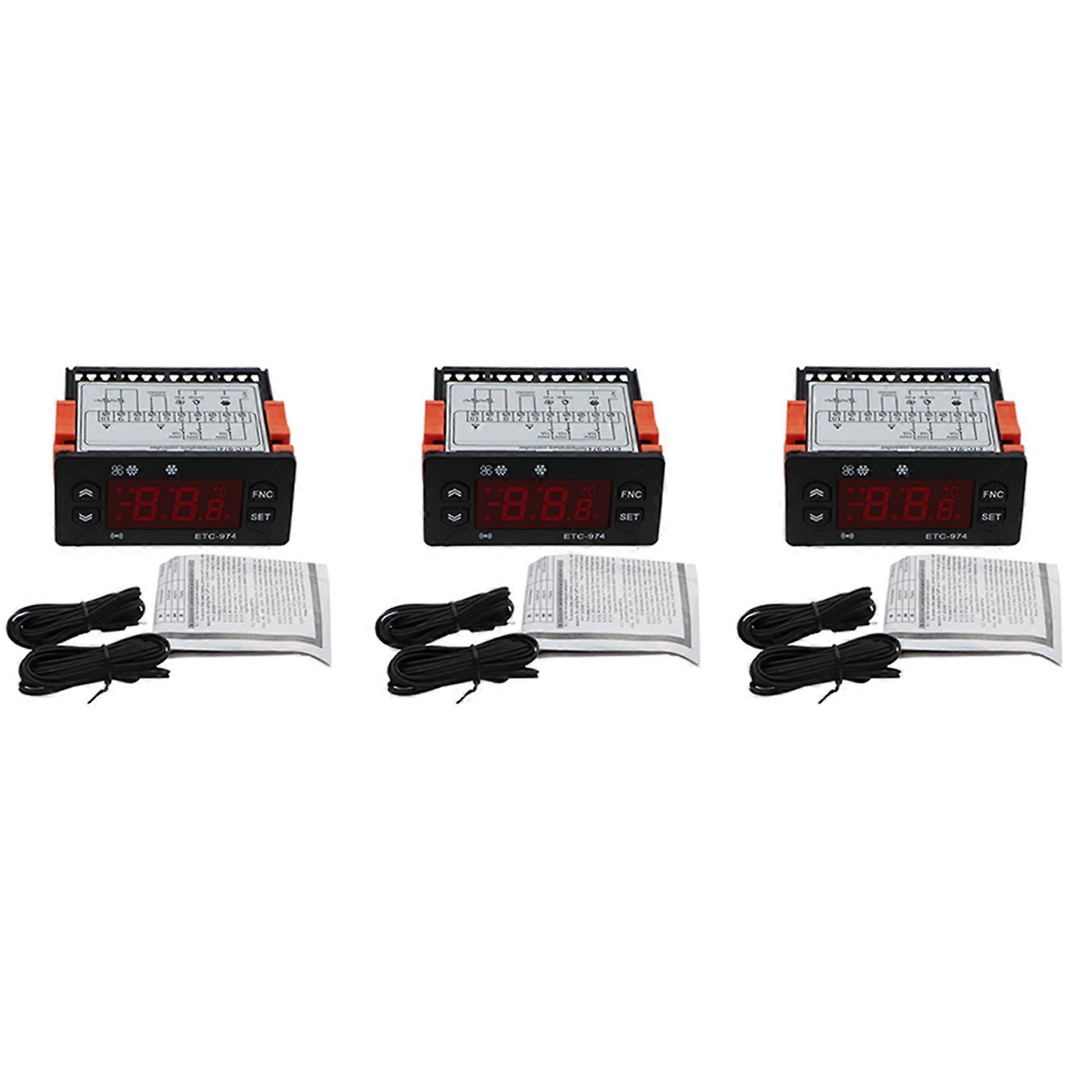 3X ETC-974 Digital Temperature Controller Microcomputer Thermostats Thermostat Refrigeration Alarm 2