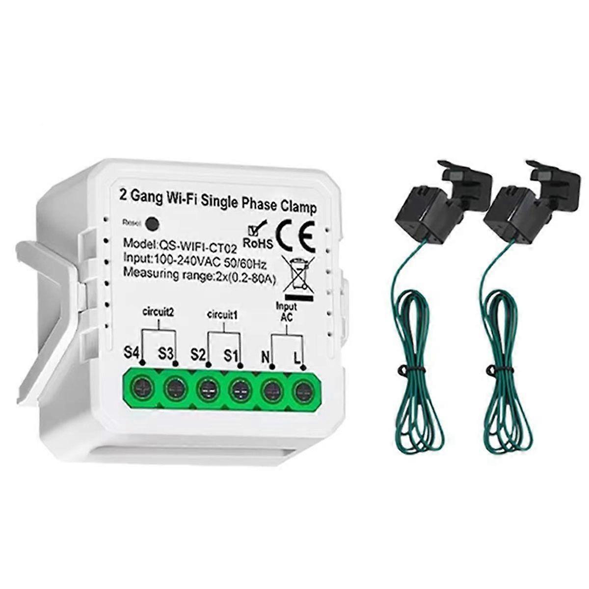 Tuya Wifi Smart Energy Meter 80A Current Sensor Solar PV System Power Production Consumption Bidirec