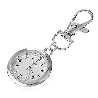 Taschenuhr mit Schlüsselverschluss: Minimalistische offene Taschenuhr, silberne Hängeuhr für Krankenschwestern und Rettungssanitäter-Studenten