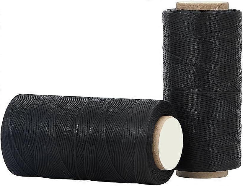 568 Yards Flat Waxed Thread for Sewing 0.8mm Waxed String Cord 150D Black Polyester Wax Cord Sewing String Twine for Leather Stitching Crafting Macram