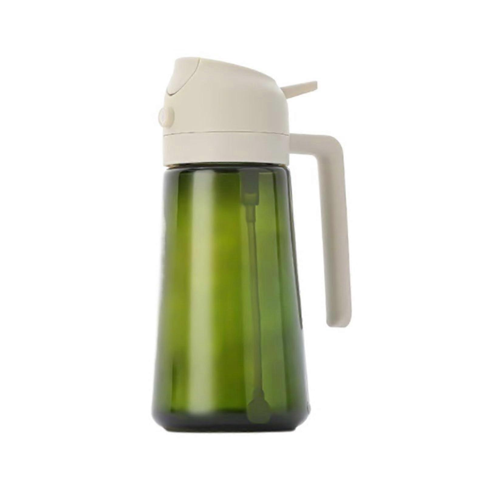 Oil Sprayer and Dispenser 2 in 1 Glass Bottle for Cooking Frying Grilling with EasyPress Handle 470ml White