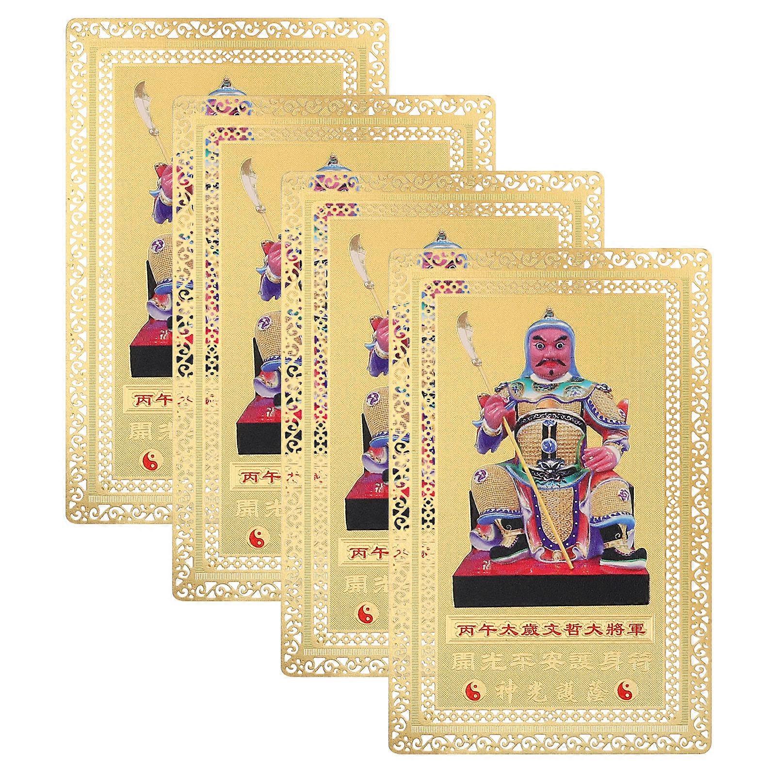 Feng Shui Blessing Card 4Pcs Perfect For Good Individuals Born In The Year Of The Horse Featuring Rectangular Cultural Style