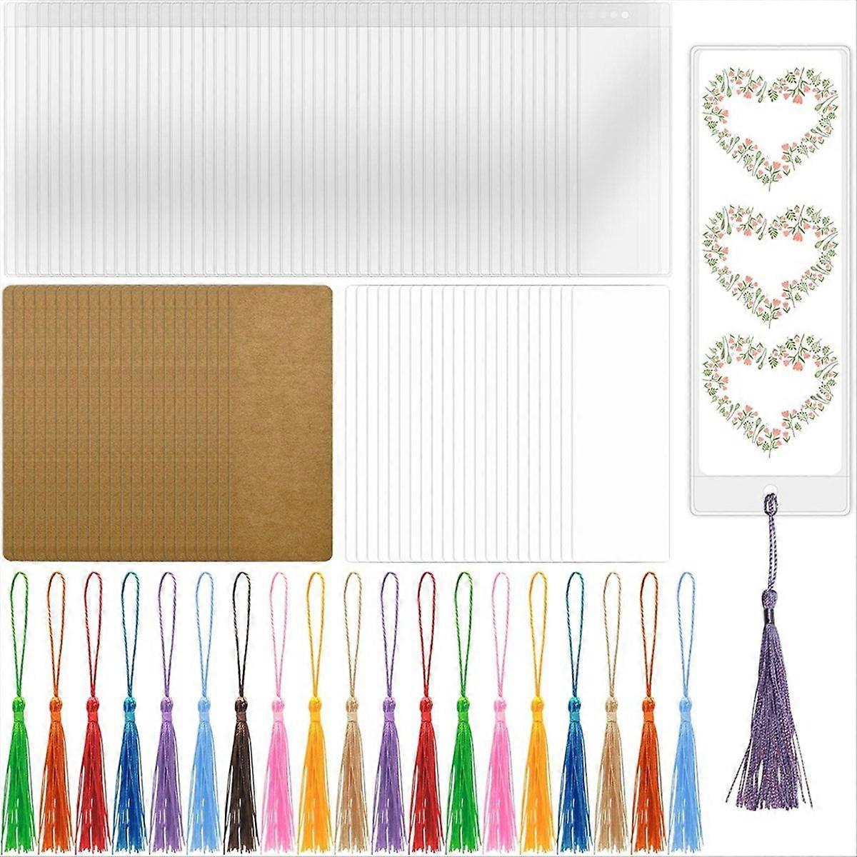 50 Sets Blank Bookmark Making Kit, 50 Paper Bookmark Blanks,