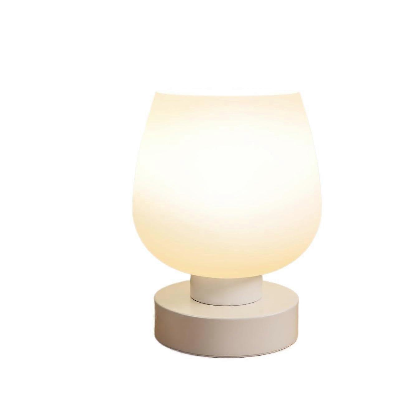 Touch Table Lamp with White Glass Shade, 3Way Dimmable LED Bedside Light for Bedroom or Nightstand