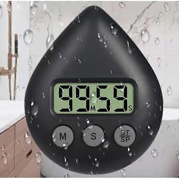 Waterproof shower timer, digital timer, bathroom and kitchen timer, countdown timer with suction cup hole black black black