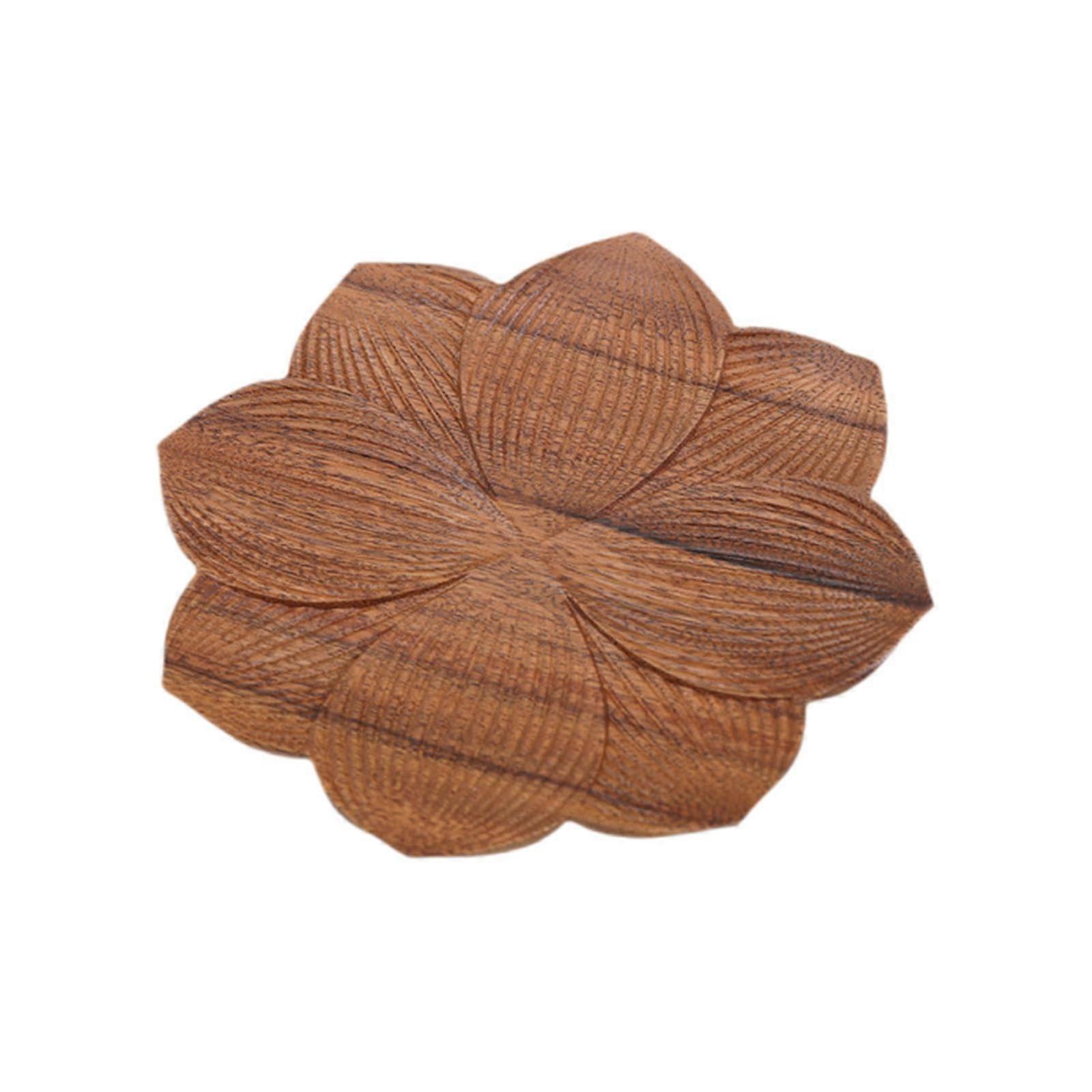 Wooden Serving Tray with Durable Solid Wood, Lotus Design for Coffee, Tea and Food Display