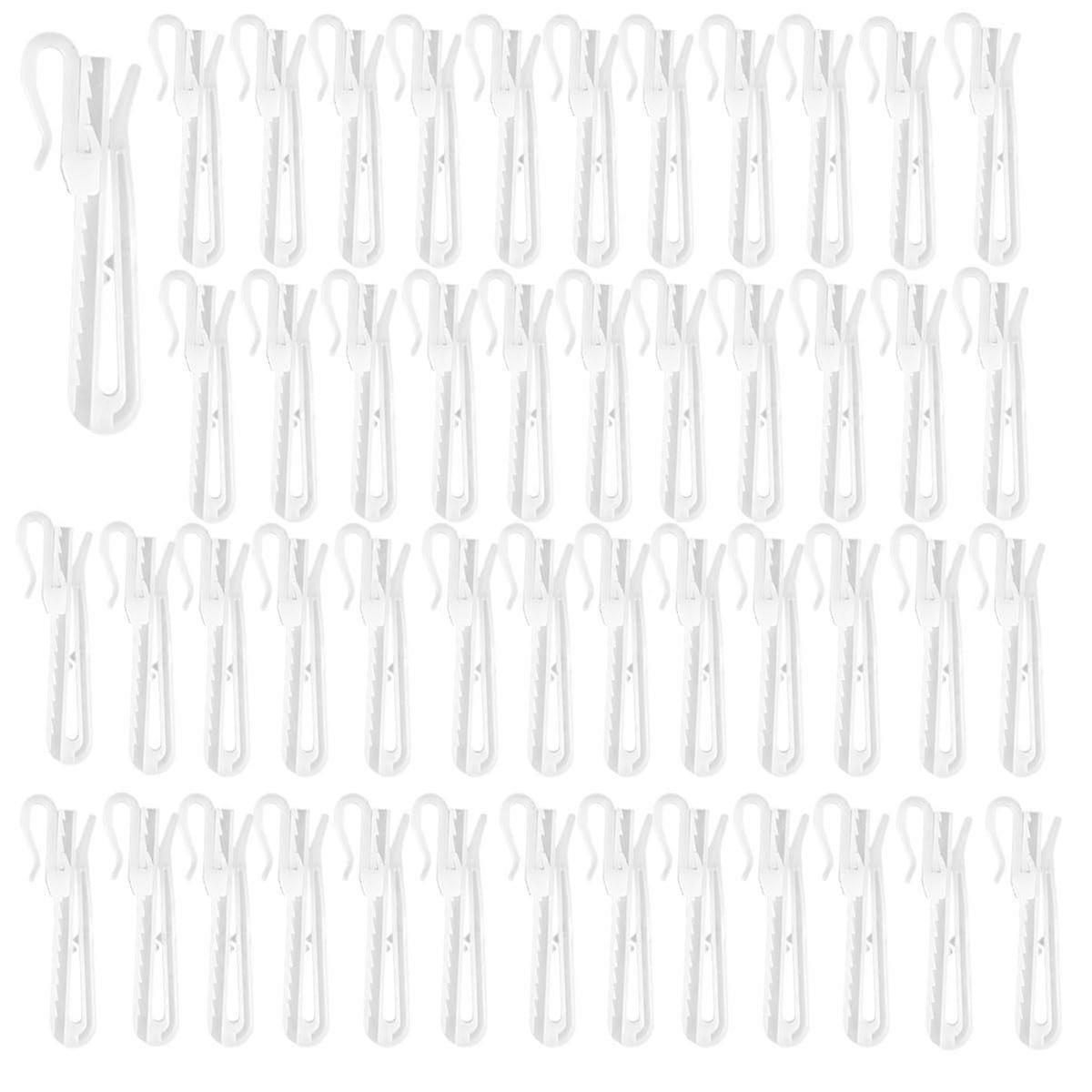 Adjustable Pinch Pleat Curtain Hooks 50pcs with Secure Ratchet Lock for Drapes 85mm 3.35in