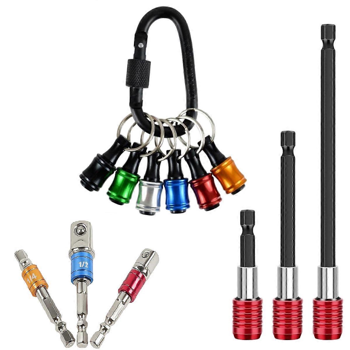 Hexss shank drill bit kits screw keychain drill bit extension rod  Black