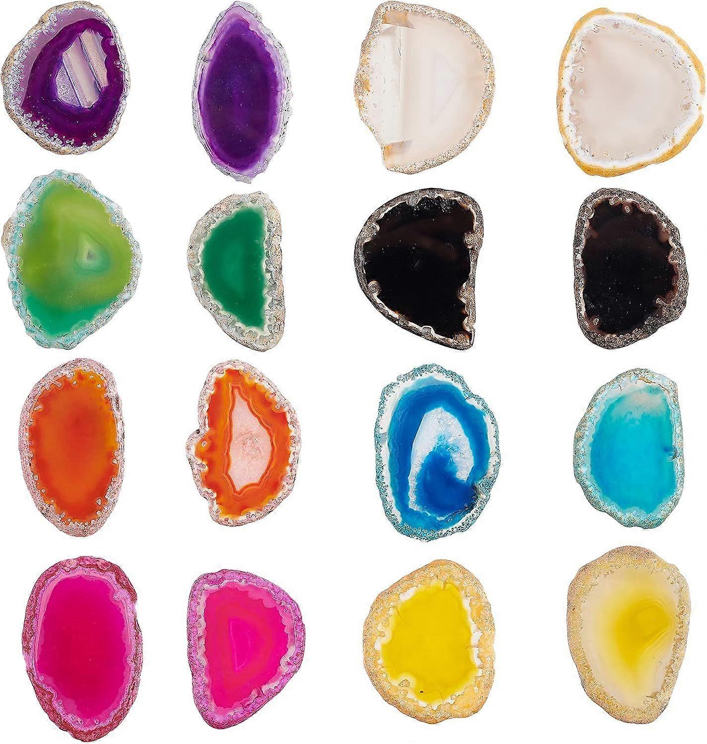 16pcs Agate Slices Agate Light Table Slices Mixed Colors Geode Slices Irregular Polished Agate Slices Gemstone Cabochons for Spoon Rest Name Cards Hom