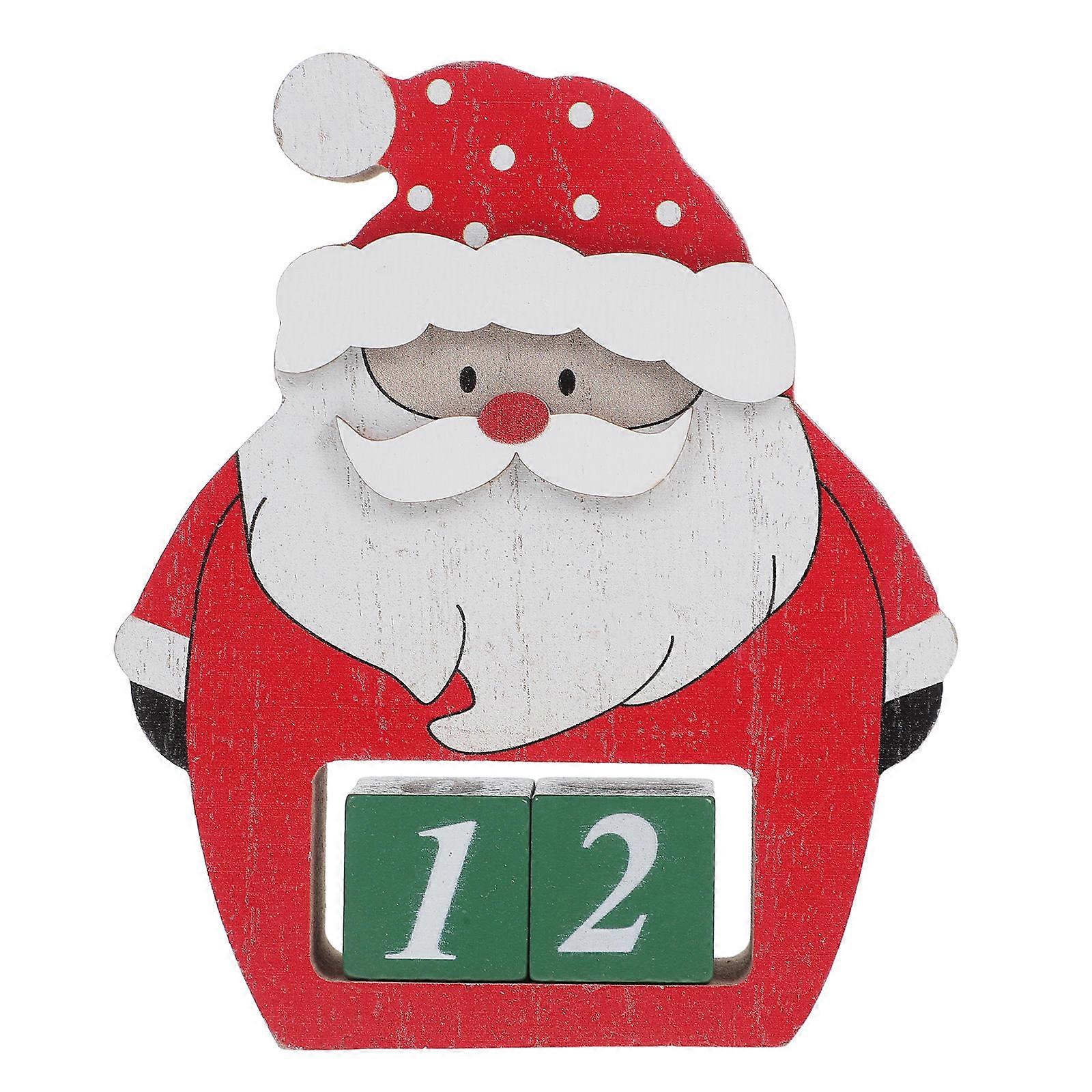 Red Wooden Santa Claus Table Calendar for Countdown Days
