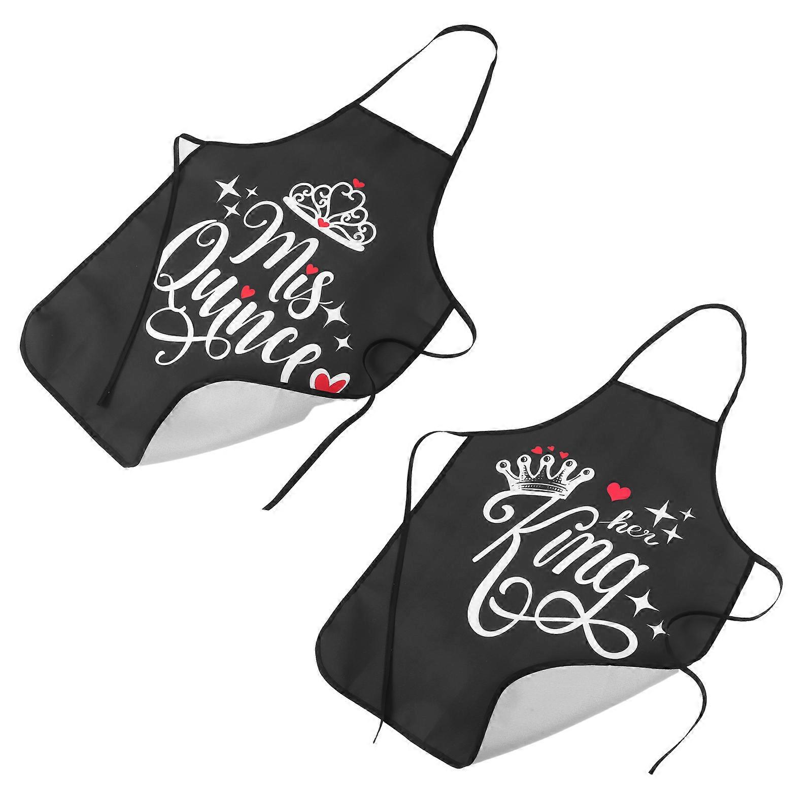 Couples Apron For Kitchen Cooking And Barbecues Black Adjustable Straps 1Pair