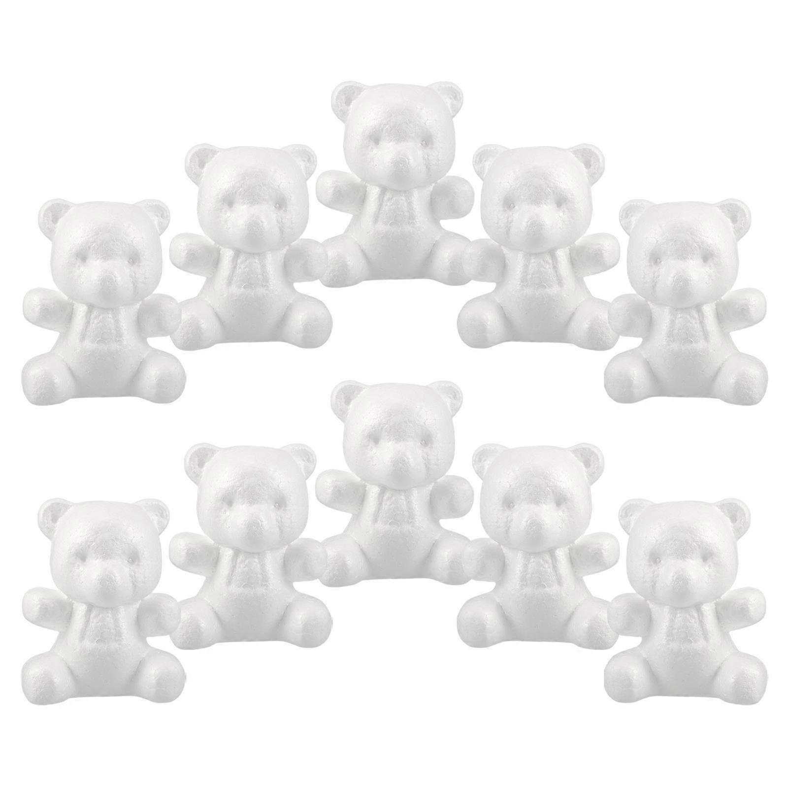 White Polystyrene Bear Foam Bear Sculpture for Crafting 10Pcs Set