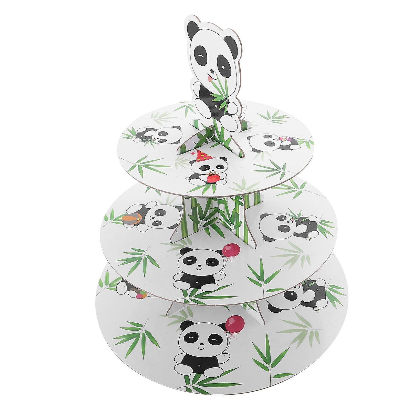 Disposable Panda Pattern Cake Multi-layer Tray Dessert Holder Cake Display Rack