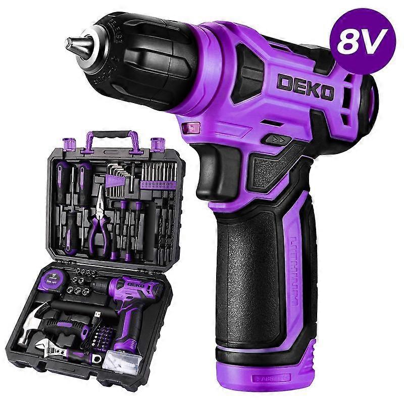 Sada akumulátorových vŕtačiek DEKO 8V, 126-dielna sada domáceho náradia s úložným boxom, unisex sada elektrického náradia pre domácich majstrov na inštaláciu plotov, dekorácie miestností, nábytok