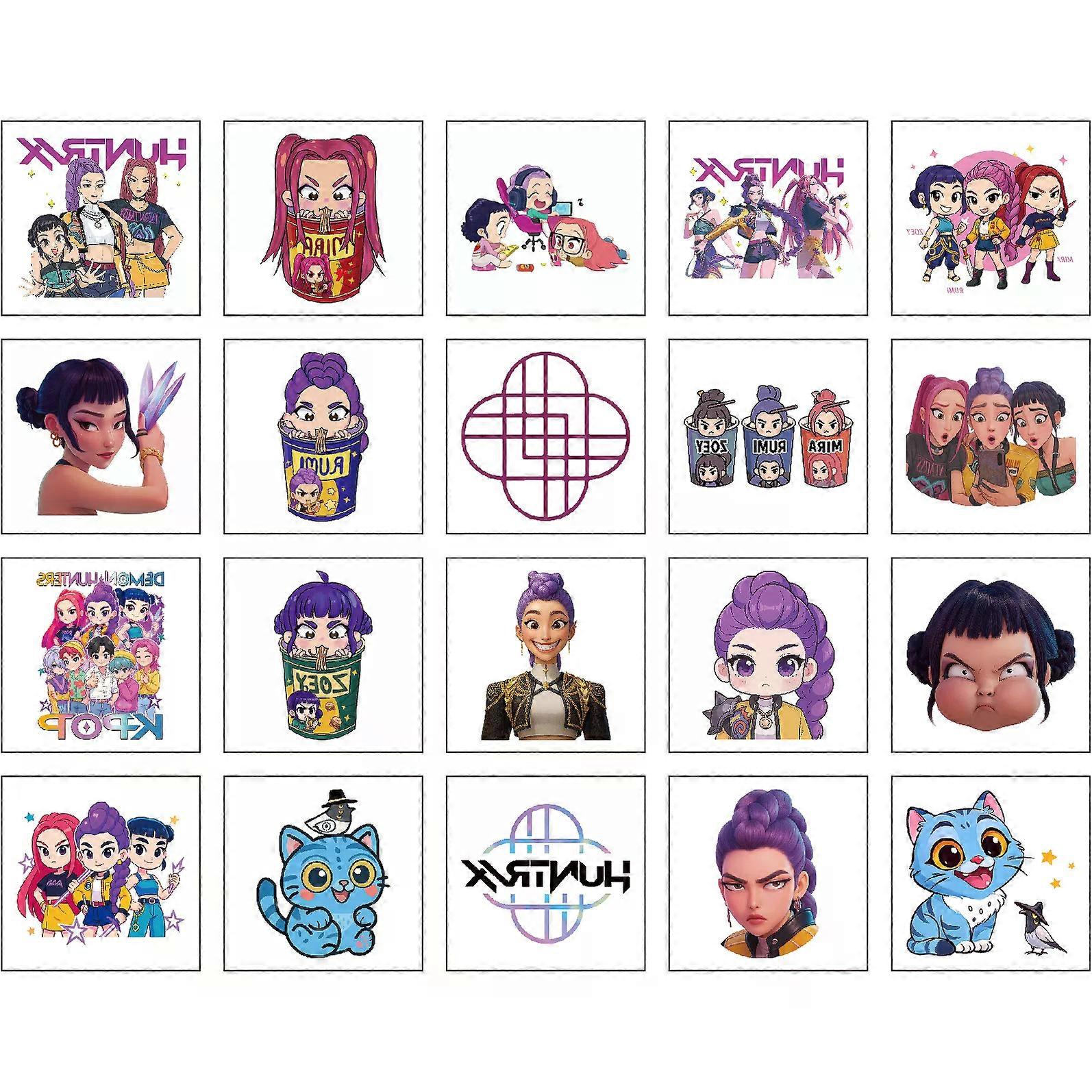 Autocollant de tatouage temporaire Kpop diable Hunters, dessin anim�� mignon, cerveau italien, autocollants de tatouage imperm��ables amusants