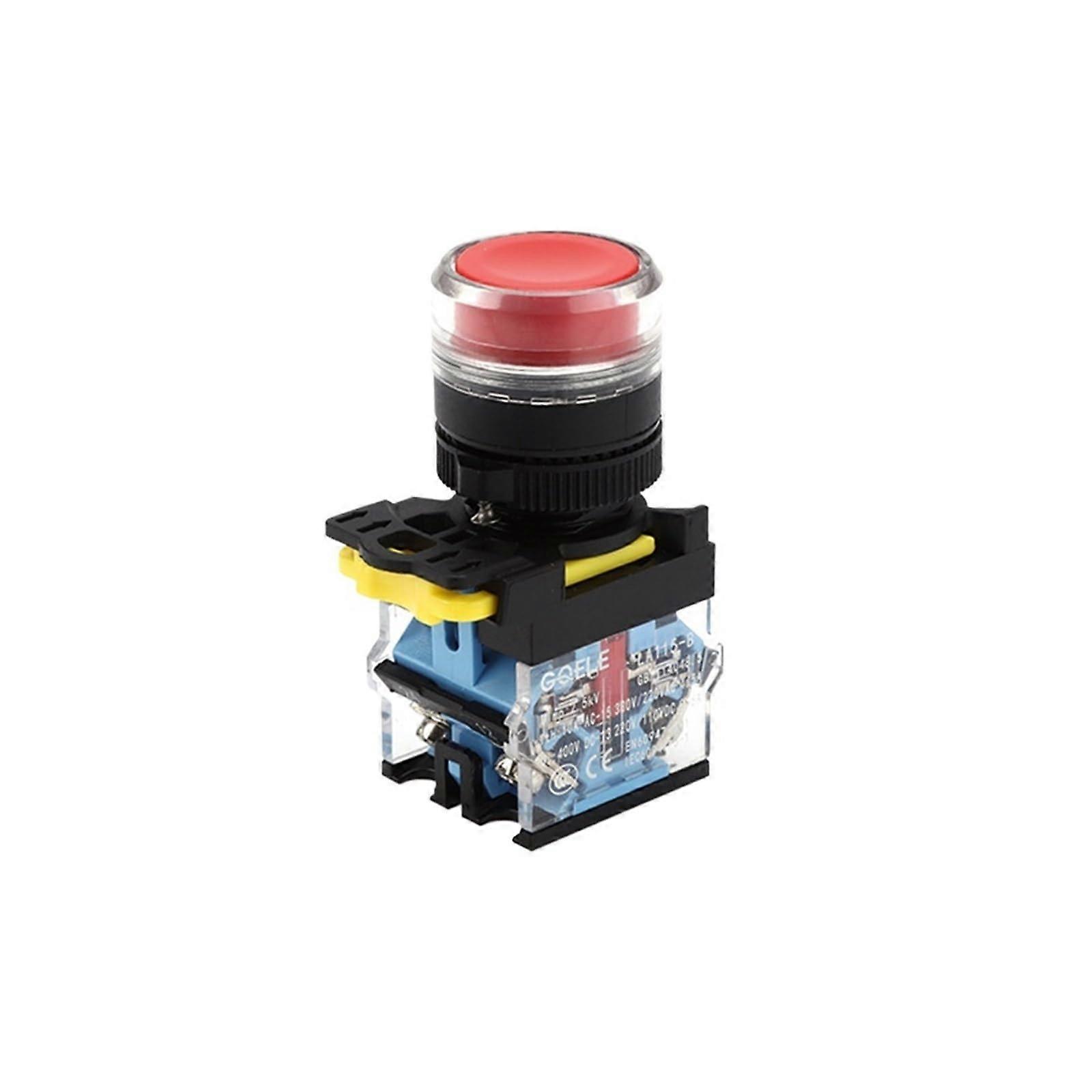 22mm Red  Flat Head Push Button Switch 220V 5A Momentary or Latching Selector