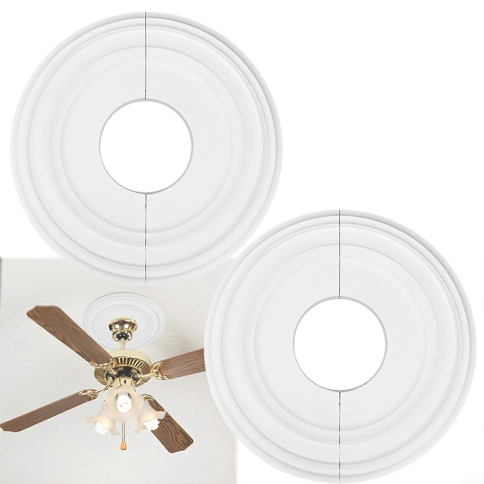 2 Pack 12 Inch Ceiling Medallion Ceiling Fan Light Cover Round PU Waterproof Easy Install Decor