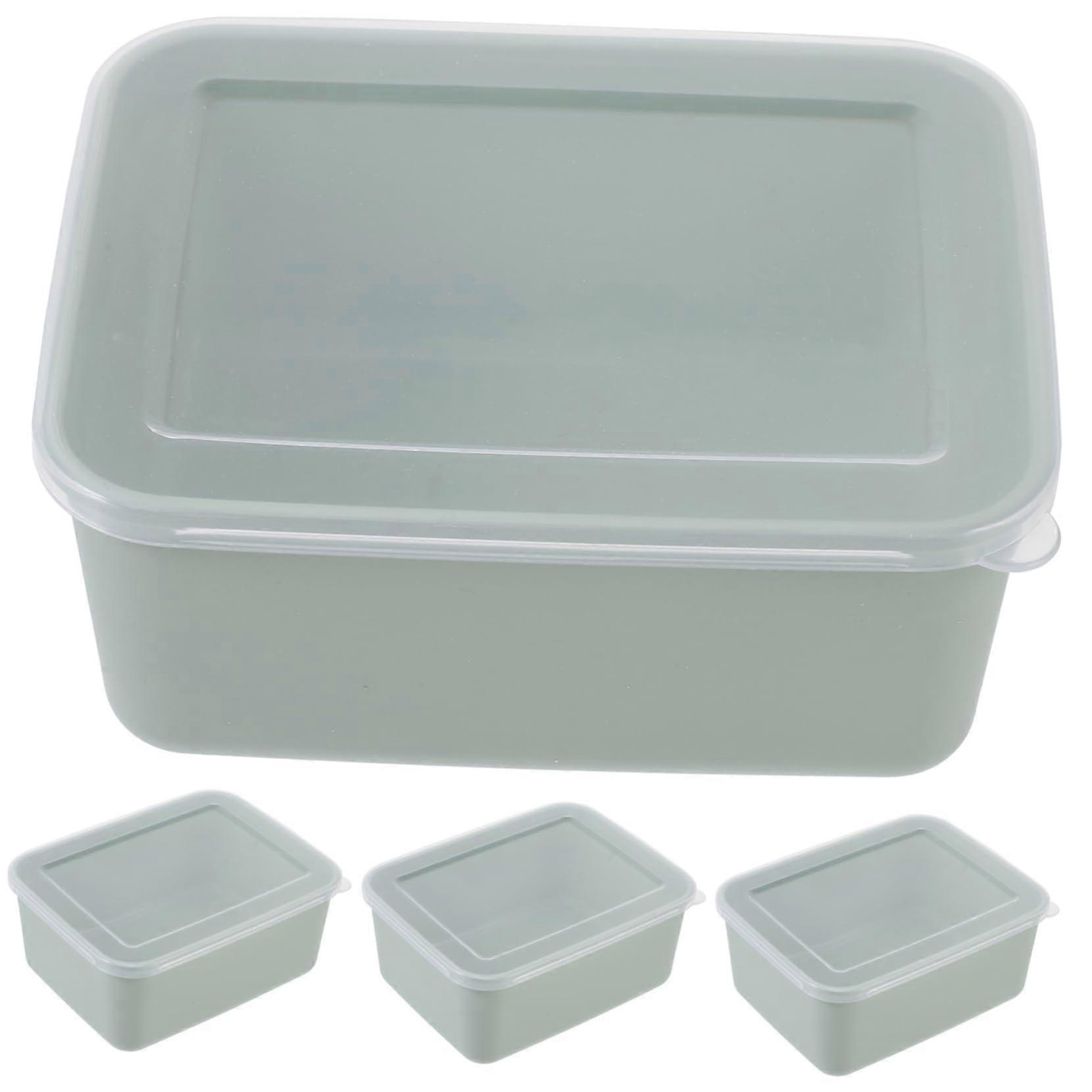 4Pcs Fridge Storage Containers with Lids Mint Green Leakproof Stackable Food Boxes for Vegetables Snacks
