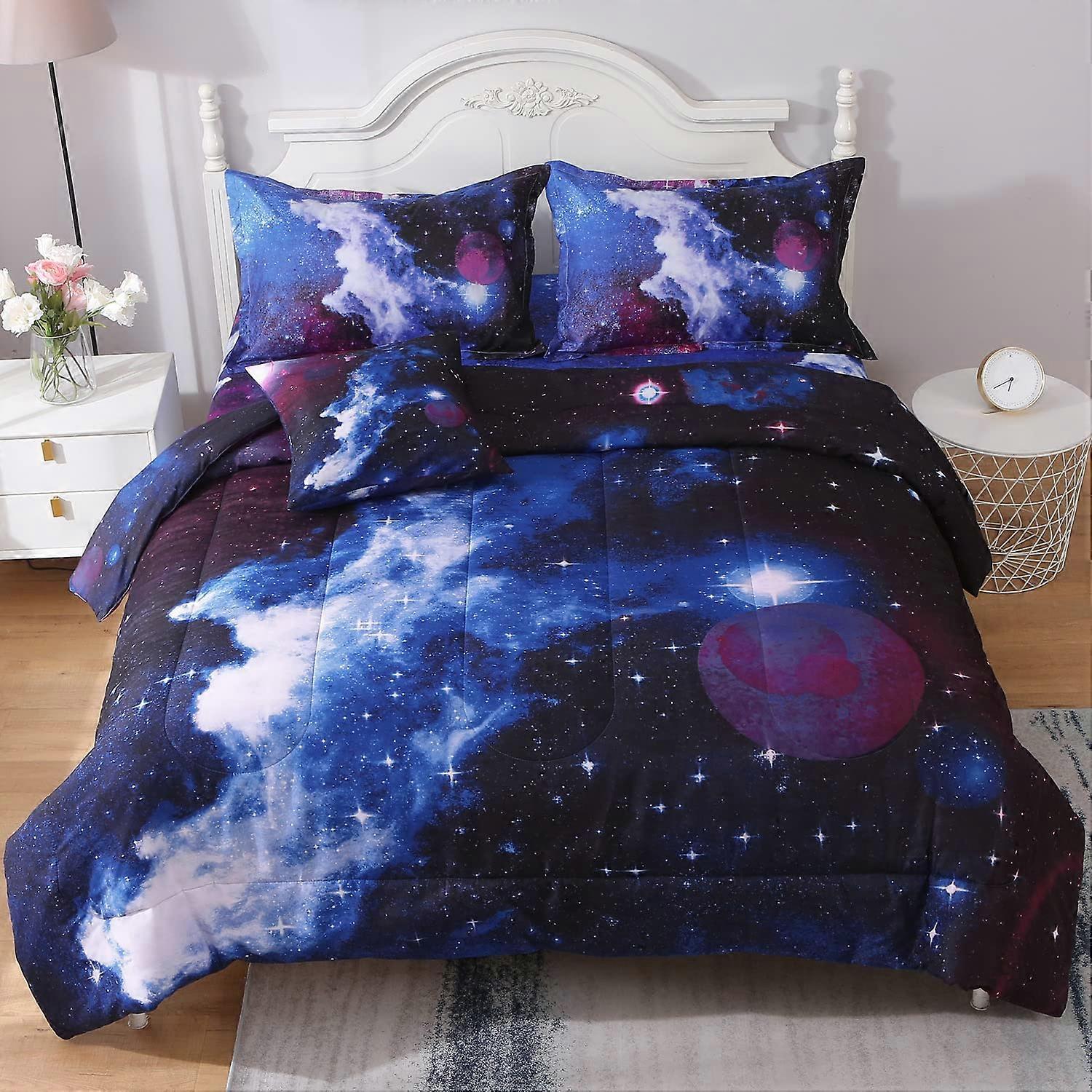 Galaxy Twin Comforter Set 6 Piece with Striking Outer Space Design, Complete Bedding for Kids Teens