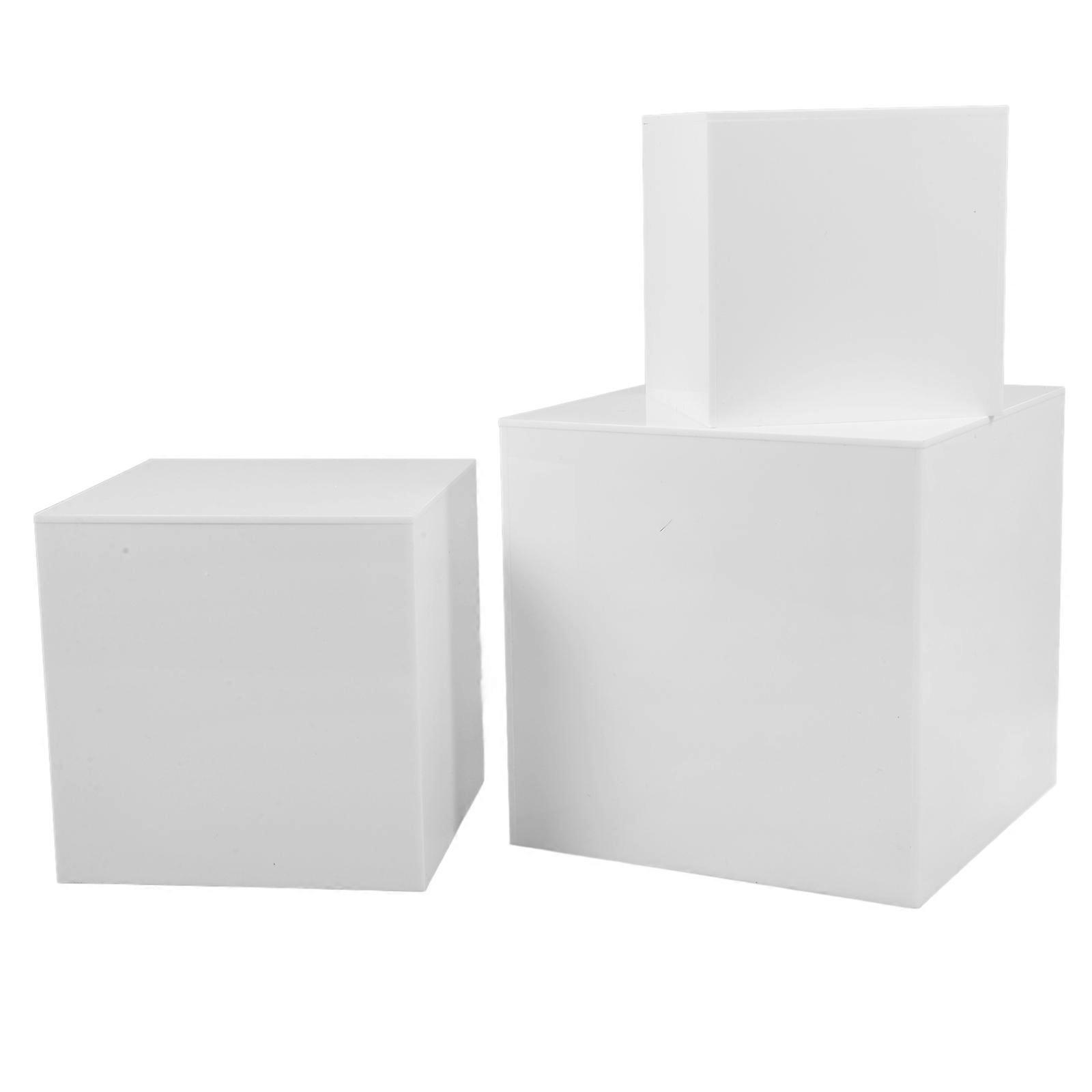 3Pcs White Acrylic Cube Riser for Displaying Acrylic Display Boxes