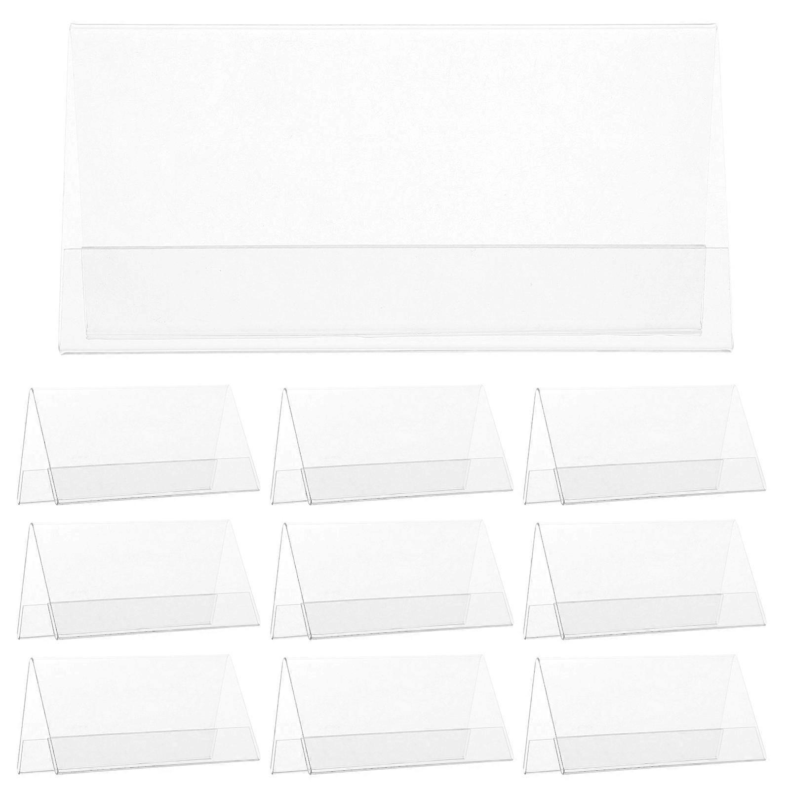 Office Desk Name Plate Holders Clear Plastic 10Pcs Transparent Table Tags