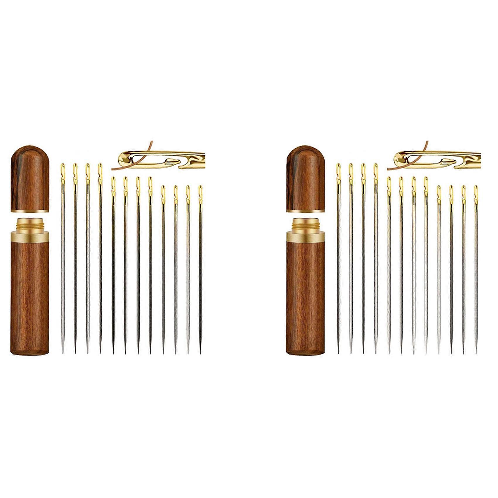 2X Self-Threading Needles,Sewing Needles for Hand Sewing,for the Elderly,Easy Side Threading Stitching Pins A