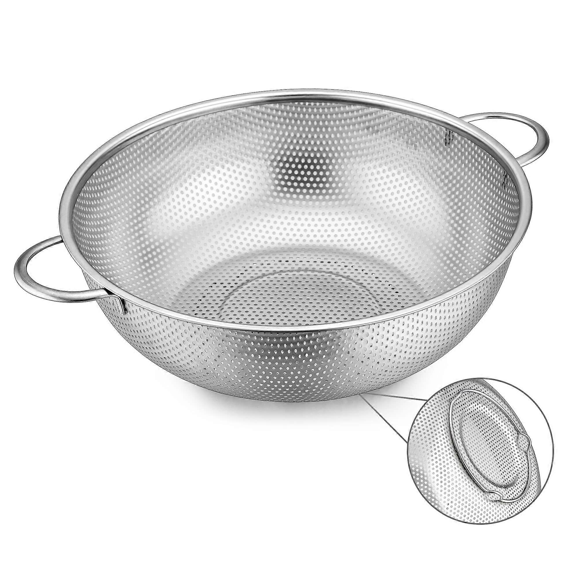 Stainless Steel Colander with Handles, 3 Quart MicroPerforated Strainer for Pasta and Vegetables