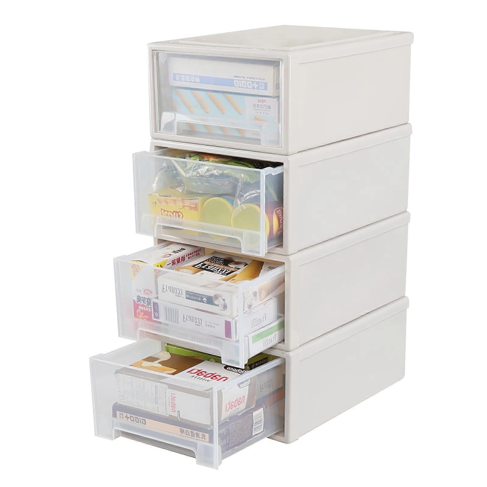 4 Pack 18 Quart Plastic Storage Drawers, Stackable Organizer with Clear Front for Closet and Home