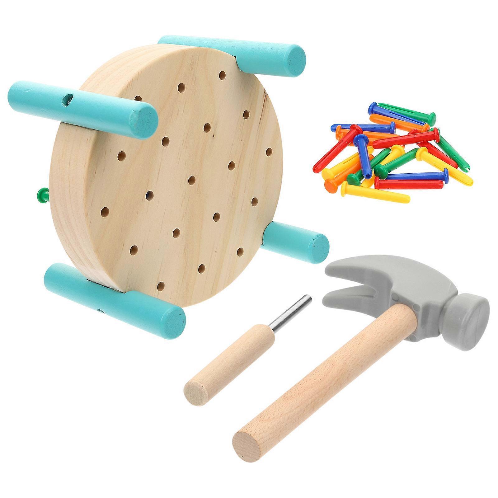 Wooden Nailing Table Hammer Toy for Playing 2Sets Educational Game