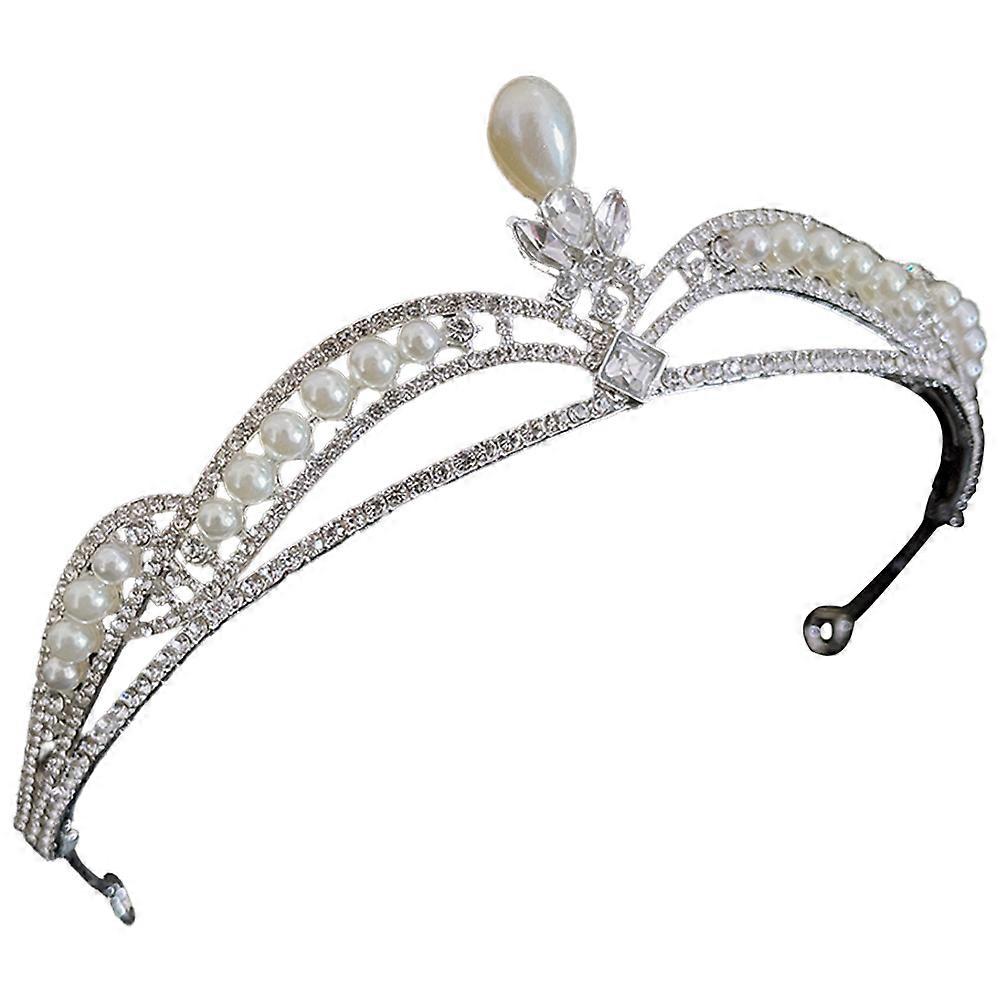Bridal Rhinestone Crown Crown Headband Silver for Wedding