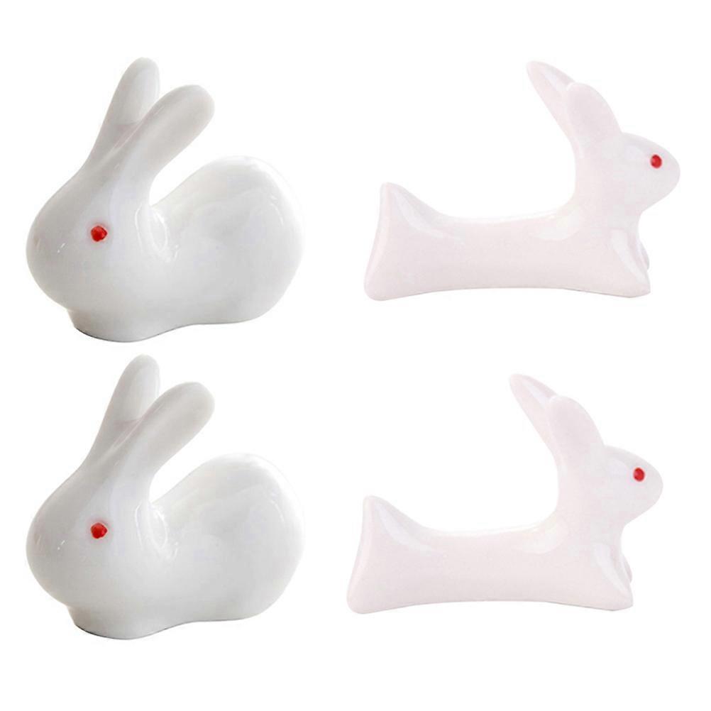 Rabbit Shape Chopsticks Holder Ceramic Rest for Kitchen Use 8Pcs