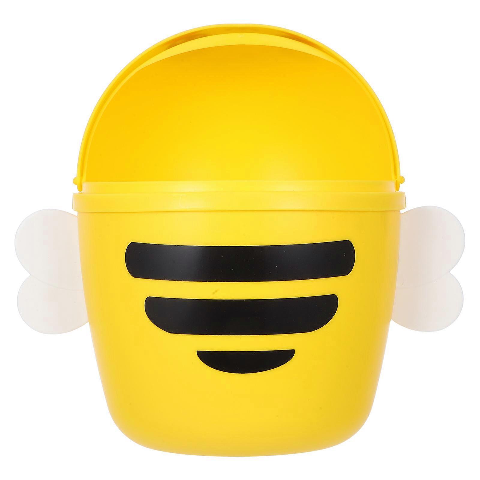 Yellow Mini Trash Can with Clamshell Design for Home Use Plastic Material