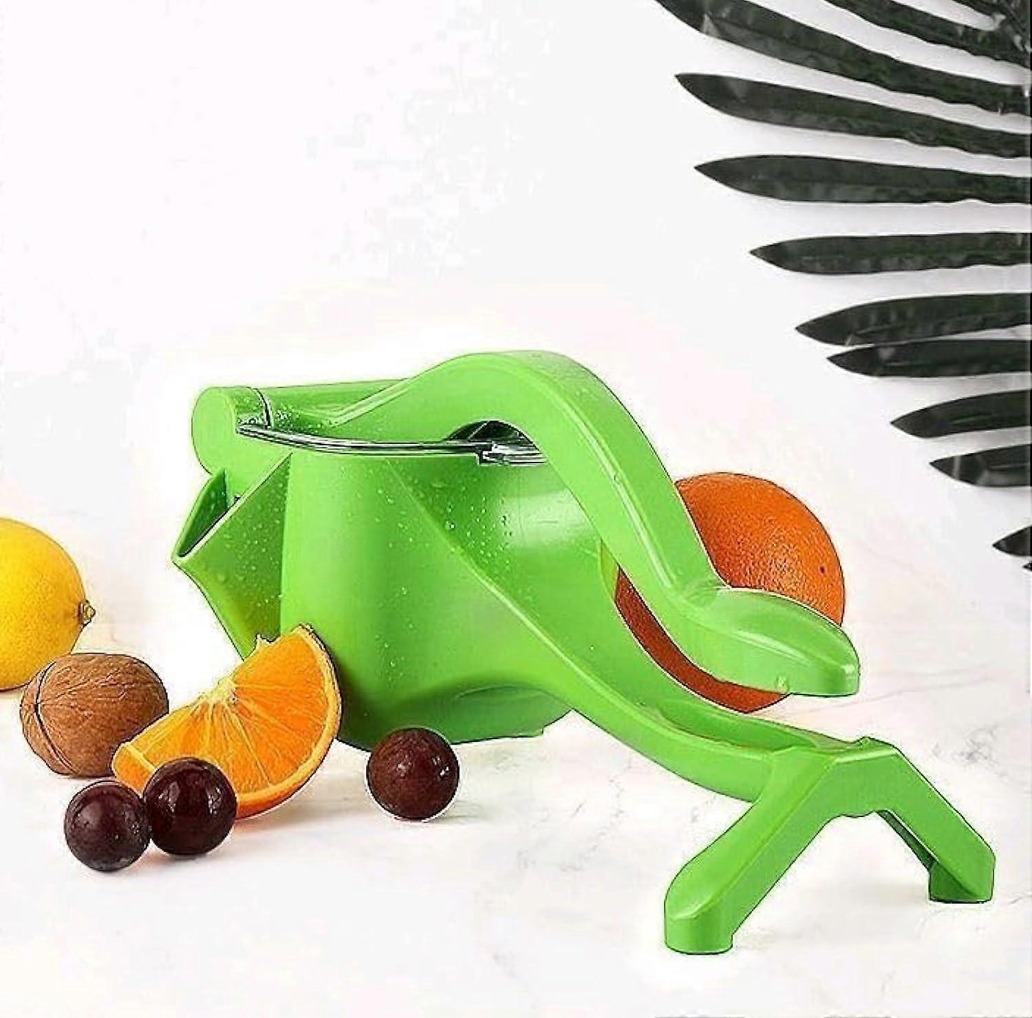 Manual Juicer Press with Ergonomic Handle for Easy Juice Extraction, Plastic Lemon Squeezer Green