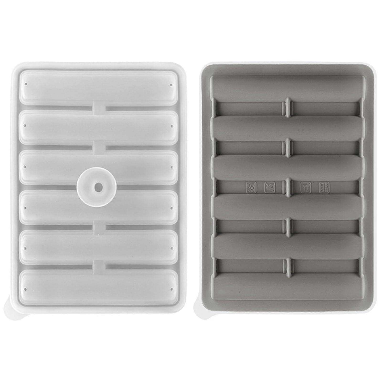 2Pcs Food Grade Silicone Ice Cube Tray with Easy Release, Reusable Mold for Freezer Drinks