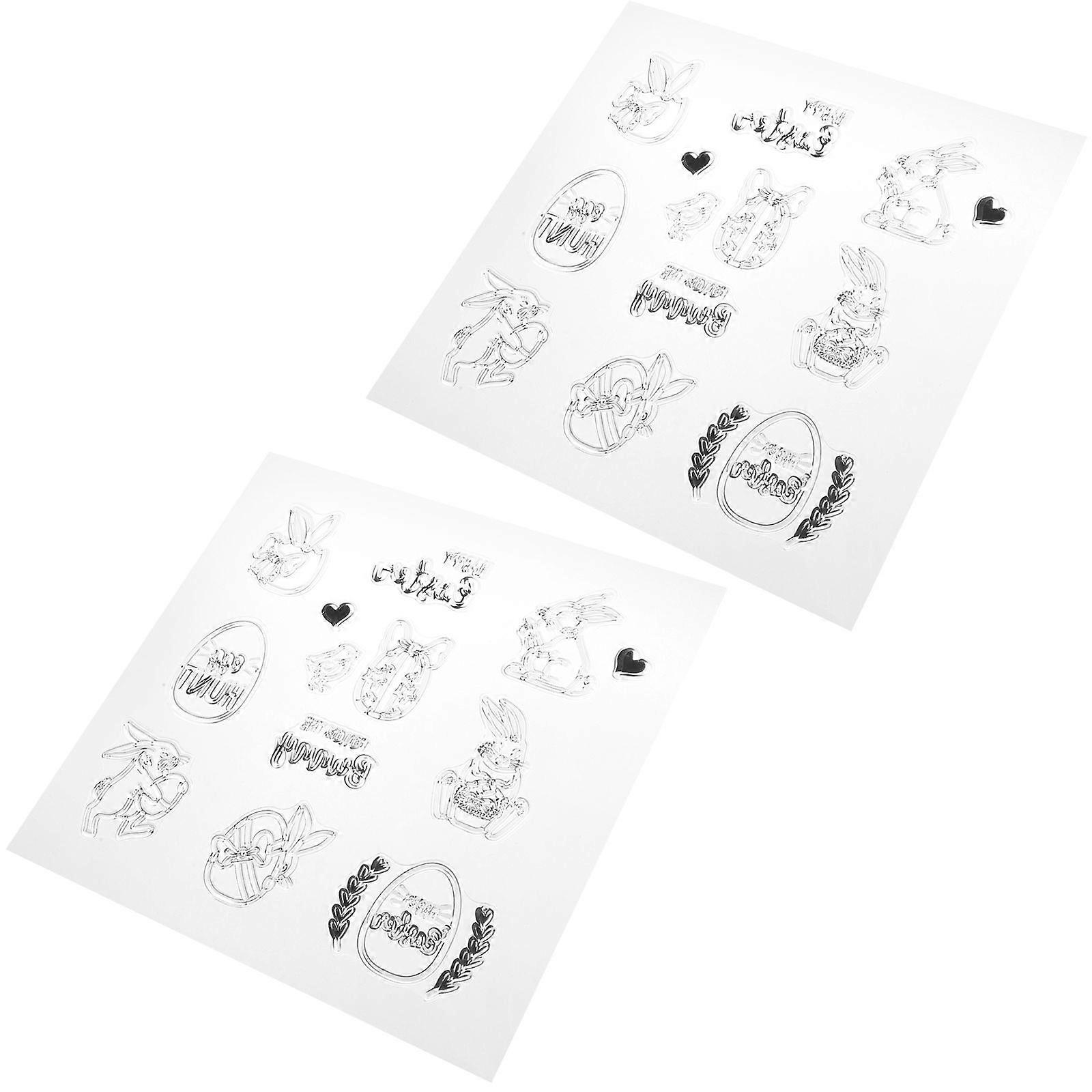 2pcs Easter Bunny Clear Stamps for Cards Making Decoration DIY Scrapbooking