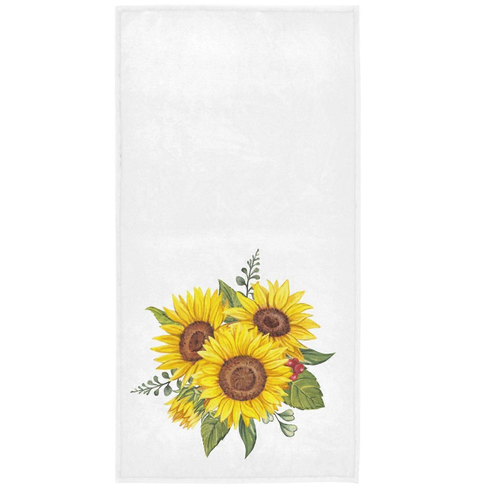 Gym Towel Extra Soft Absorbent 40x70cm Quick Dry Microfiber with Vintage Sunflower Pattern