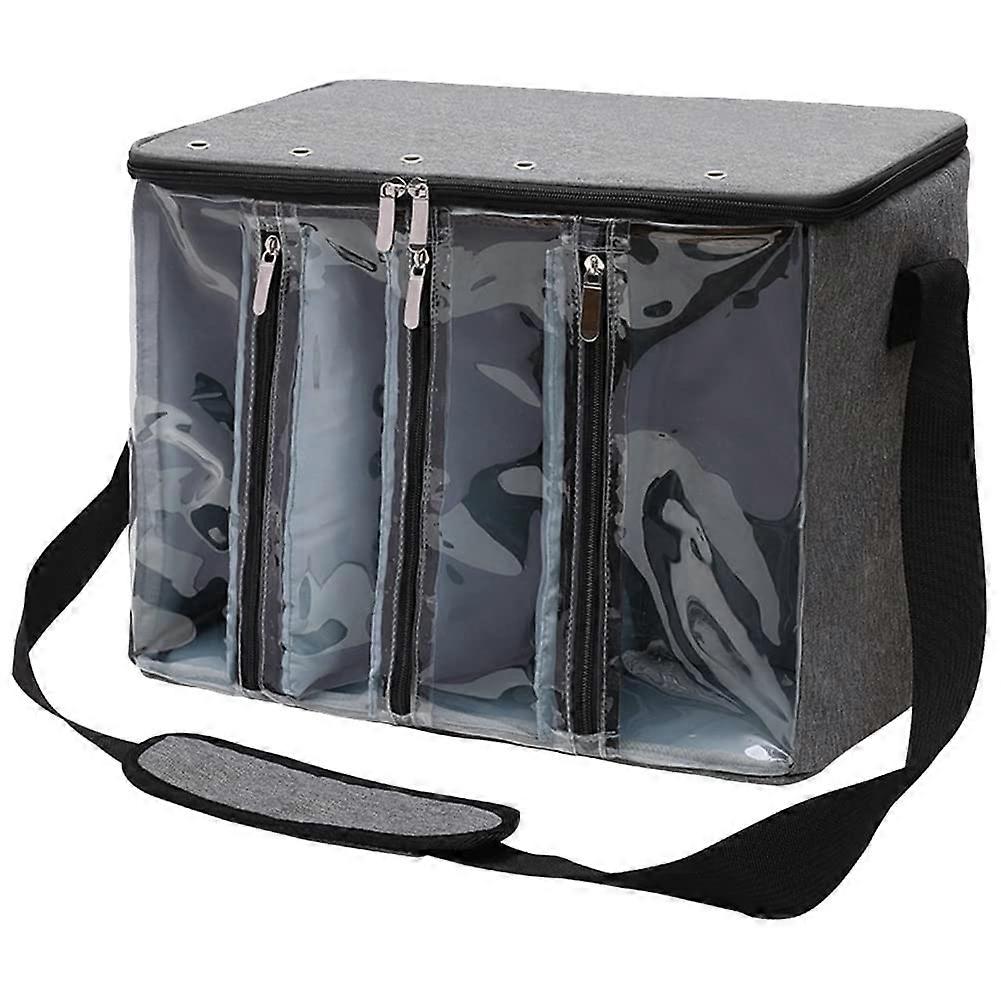 Yarn Storage Bag Large Capacity Crochet Tote with Adjustable Strap and Clear Window Organizer