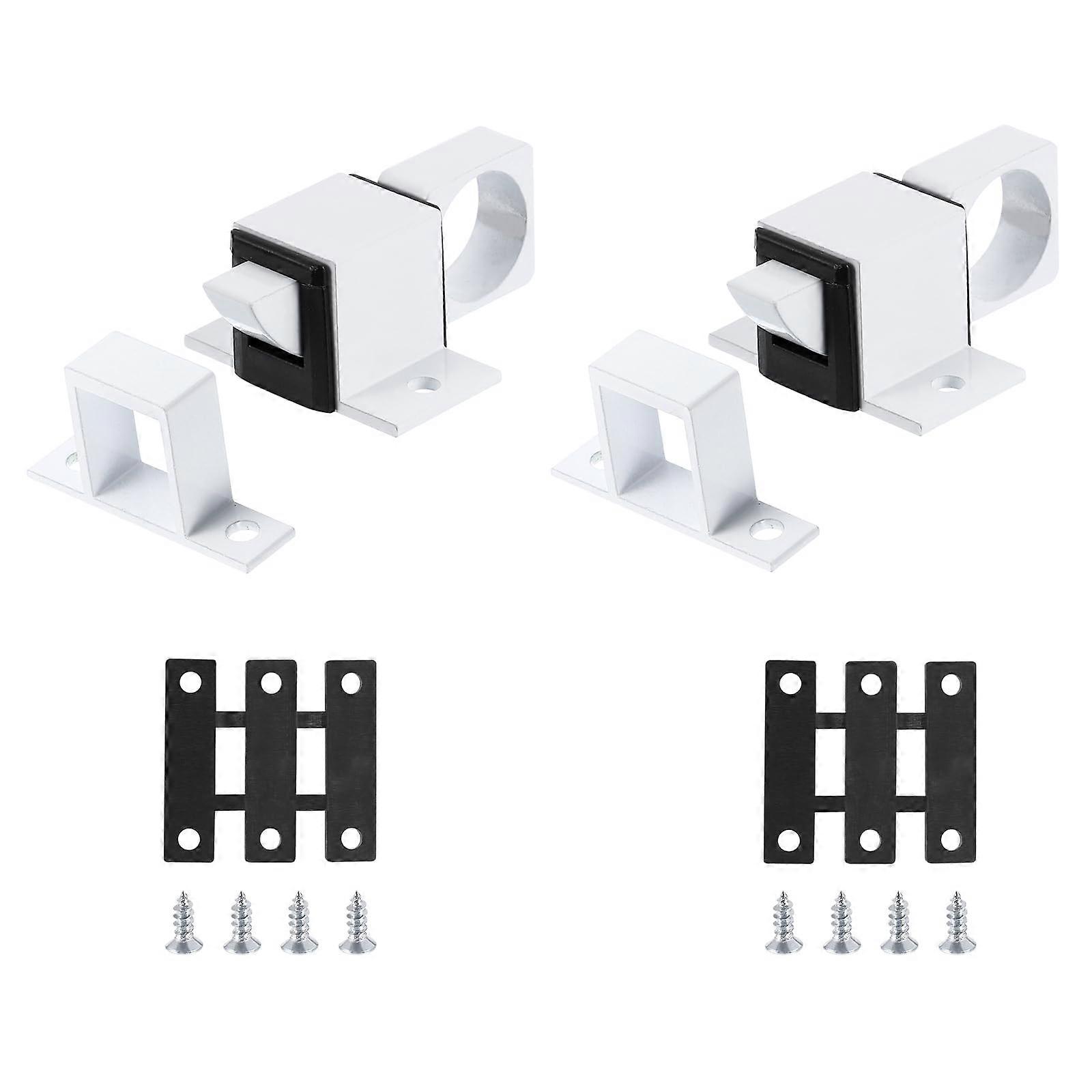 2 Pcs Aluminum Spring Loaded Door Latch Set with Quick Pull Release for Gate Window Shed White